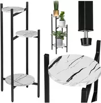 Bipohome TRETORRI metalinis gėlių stovas baltas marmuras