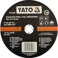 Yato NERŪDIJANČIO PLIENO PJOVIMO DISKAI 230X1,9X22 MM / 5 VNT.