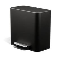 Matinės juodos spalvos iš plieno šiukšliadėžė rūšiavimui/su pedalu 15 l Dual Mini – simplehuman
