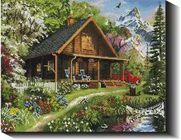 Namelis kalnuose 40×50 cm (kvadratiniai deimantukai)