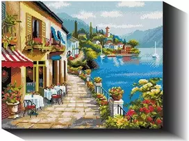 Kavinė krantinėje 40×50 cm (kvadratiniai deimantukai)