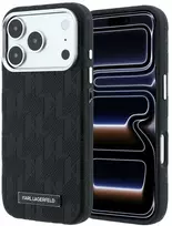 Dėklas Karl Lagerfeld Grained Mono Resin Logo MagSafe Case, skirtas iPhone 17 Pro / 18 Pro - Juoda