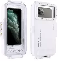 Puluz vandeniui atsparus dėklas (45 m), skirtas iPhone: povandeninėms nuotraukoms ir vaizdo įrašams (baltas)