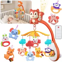 Jokomisiada Squirrel Cot Mobile with Projektorius, Music, Remote Control and Hanging Toys ZA6271