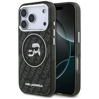 Karl Lagerfeld IML Glitter Karl & Choupette MagSafe dėklas iPhone 17 Pro, juodas