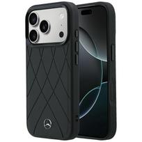 Mercedes Leather Crossed Lines MagSafe dėklas skirtas iPhone 17 Pro / 18 Pro, juodas