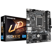GIGABYTE H610M K V2 | Intel processor family | LGA1700 processor socket | DDR5 | Supported hard drive interfaces: M.2, SATA | Number of SATA connectors: 2