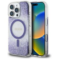 GUESS IPhone 16 Pro MagSafe glitter case with HC resin bottom, purple