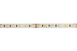LED juosta, 5m ritė, 24V 19.2W/m (2x 9.6W), 168LED/m, CCT 2700K-6500K, nehermetiška IP20, Bridgelux LED