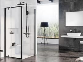 Stacionari sienelė Ravak Pivot, PPS-100, juoda+Transparent