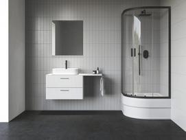 Žema dušo kabina Ravak Blix II NBLCP4 Sabina, 90x90, juoda+stiklas Transparent