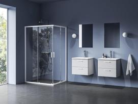 Stačiakampės dušo kabinos sienelė Ravak Blix II, NBLRV2K 80, matinė balta+stiklas Transparent