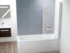 Vonios sienelė Ravak Chrome, CVS1 80 D, blizgi+stiklas Transparent