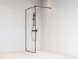 Dušo sienelė Brasta Glass Dija, 90x200 cm, skaidrus stiklas, juoda matinė, rėminimas visu perimetru