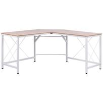Kampinis rašomasis stalas Homcom 150x150x76cm., baltos/šviesiai rudos spalvos