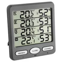 TFA Dostmann Klima Monitor belaidis termo-higrometras vidaus ir lauko temperatūrai bei drėgmei, pilkas