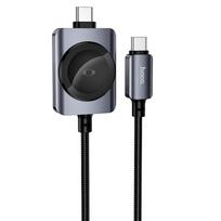 Hoco USB C į USB C laidas PD100W su belaidžiu įkrovimu skirtas Apple Watch 1,2 m CW66 juodas