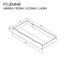 Lovos daiktadėžė, balinta pušis