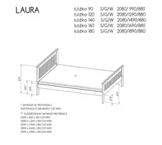 Lova „LAURA“ – korpuso spalva: pušis su antracito atspalviu