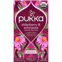 Pukka Herbs, Ekologiška žolelių arbata, šeivamedžio uogos ir ežiuolė, be kofeino, 20 paketėlių, 1.41 uncijos (40 g)