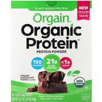 Orgain, „Organic Protein™“ milteliai, augaliniai, kreminio šokolado ir fudžo, 10 pakelių po 46 g (1,62 uncijos)
