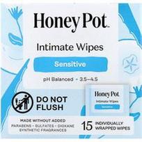 The Honey Pot Company, Intymios higienos servetėlės, jautriai odai, 15 atskirai supakuotų servetėlių