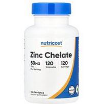 Nutricost, Cinko chelatas, 50 mg, 120 kapsulių