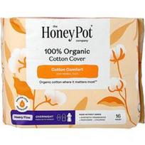 The Honey Pot Company, 100 % ekologiškos medvilnės įklotai, naktiniai įklotai su sparneliais, sunkūs, 16 vnt.