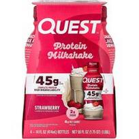 Quest Nutrition, Baltyminis pieno kokteilis, braškių skonio, 4 buteliukai po 414 ml (14 skysčio uncijų)