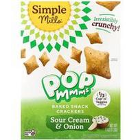 Simple Mills, „Pop Mmms™“, kepti užkandžių krekeriai su grietine ir svogūnais, 113 g