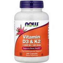 NOW Foods, Vitaminas D3 ir K2, 240 kapsulių