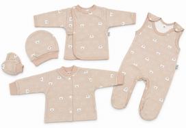 Kūdikio kraitelis - drabužėliai naujagimiui "Bear glamour beige" 5 dalių 
