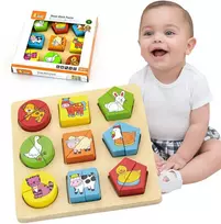 Viga Toys VIGA Medinės edukacinės gyvūnų dėlionės
