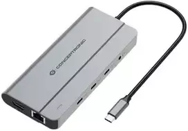 Šakotuvas Carruzzo Conceptronic DONN34G knyginių kompiuterių dokas / jungčių replikatorius Vielinis USB 3.2 Gen 2 (3.1 Gen 2) Type-C Pilka