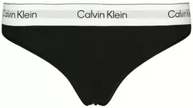 Juodos moteriškos stringai Calvin Klein su logotipu ant gumos