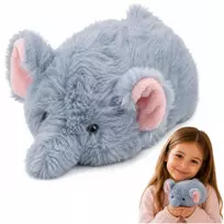 Lean Toys Pliušinis žaislas dramblys, pilkas ir rožinis, 18 × 10 × 9 cm