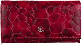 NOLA Raudona damski portfel skórzany lakierowany Canaletto RFID