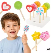 Viga Toys VIGA Mediniai ledinukai Konditerijos parduotuvės rinkinys 6 vnt. vaikams nuo 18 mėn.