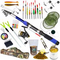 Žūklės rinkinys MEGA FISHING SET su plūdurais, tinkleliu, krepšiu ir masalu HIT ZEST-W-23