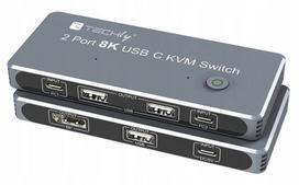 KVM jungiklis USB-C 2x1 su DisplayPort 1.4, 8K, Techly