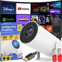Nešiojamas 4K išmanusis projektorius su WiFi, Android, besisukantis, integruotas garsiakalbis, Bluetooth 5.0