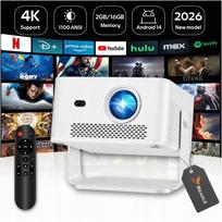 LED projektorius, 1100 ANSI, 4K, 140", Android 14, WiFi 6