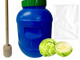 Plastikinis 10 l raugimo indas su grūstuvu ir maišeliu