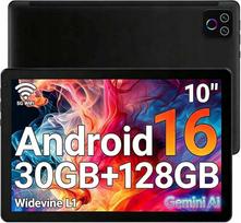 Planšetinis kompiuteris 10.1" Android 16, 30GB + 128GB, 5000 mAh, 8 branduolių, 5 MP + 8 MP, WiFi 6, juodas