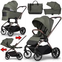 Vežimėlis su lopšiu ir sėdyne, 3in1, dideli ratai, 0–22 kg