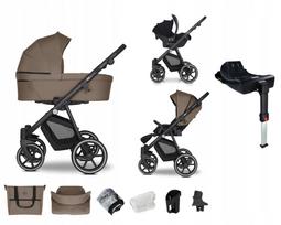 Vaikiškas vežimėlis 4in1 EMJOT EQ 2.0, smėlio spalvos, Cosmo Isofix pagrindas