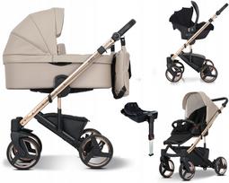 Vaikiška vežimėlio sistema 4in1 EMJOT NERI SMOOTH ROSE GOLD, su ISOFIX pagrindu