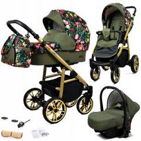 Vežimėlis 3 in 1 BabyLux Colorlux su lopšiu, sportine dalimi ir gėlėmis
