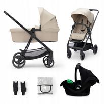 Vežimėlis 3 viename Kinderkraft NEWLY su MINK PRO sėdyne, lopšiu, smėlio spalvos