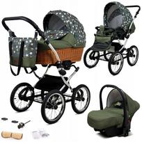 Vežimėlis 3 viename BabyLux CLASSIC EXCLUSIVE su lopšiu ir autokėdute